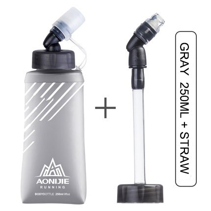AONIJIE-botella de agua plegable SD21 Frasco blando, 250ml, 420ml, hidratación, vejiga de agua para correr, Maratón, ciclismo, senderismo: 250ml and straw