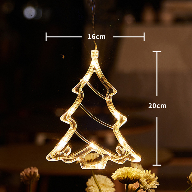 Weihnachts-led-lichterkette mit schneeflocken, weihnachtsmann-anhänger, fensterdekoration für zuhause, weihnachten, navidad-jahresdekoration