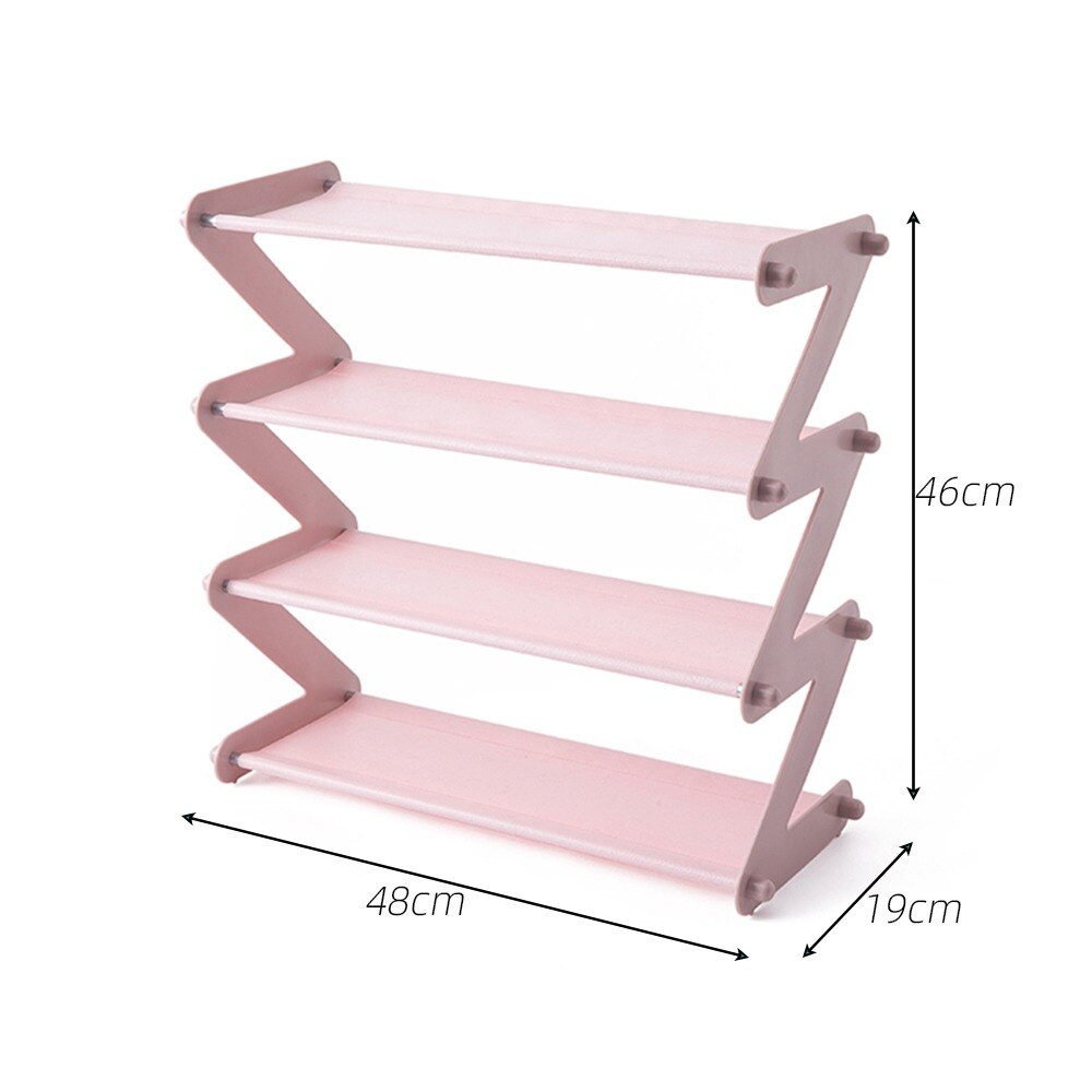 5 Layers Stackable Shoe Hanger Assembly Integrated Large Capacity Shoes Storage Rack PP Space Saving Safety Shoe Stand Organizer: light pink