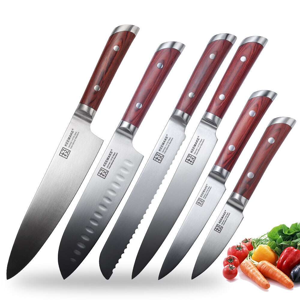 SUNNECKO-Juego de cuchillos de cocina Santoku con caja de , utensilio de cocina para Chef, para cortar carne y pan,