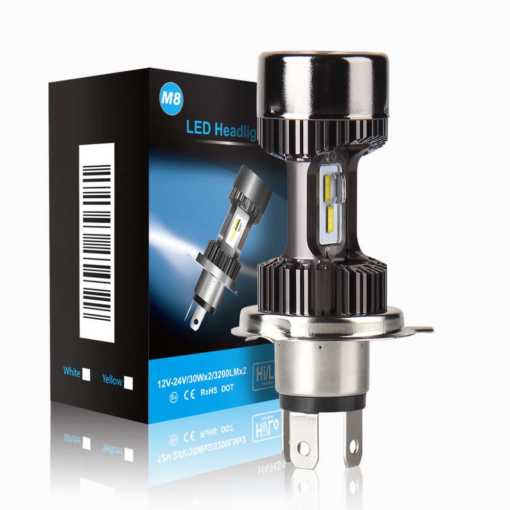 Motorfiets 12v H4 Hi Lo beam Moto LED Koplamp Fit Meest Motorbike LED Lampen Conversie Kit Lampen 30W 3200LM 6000K