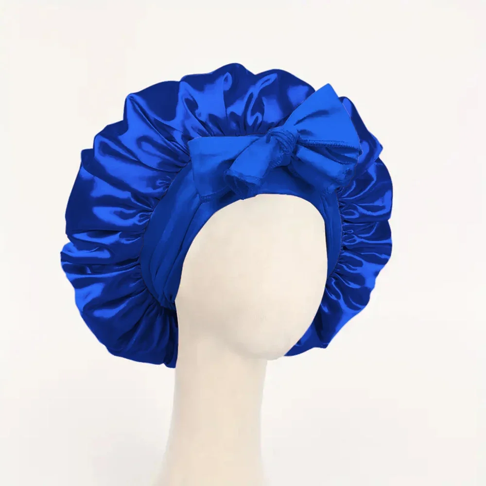 Gorro de satén Gorro de seda Bonne ajustable para dormir Gorro para el pelo con banda para atar Gorros para mujeres y hombres: Gris