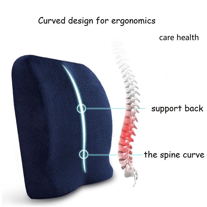 Seeonka lændestøtte til kontorstol rygstøtte sæde ryg massage pude hukommelseskum lindrer smerter i ryggen rygpude