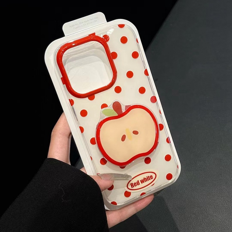 Funda de teléfono de lunares rojos retro IND con orificio grande con soporte para teléfono Apple para iPhone 11 12 13 14 15 16 pro max