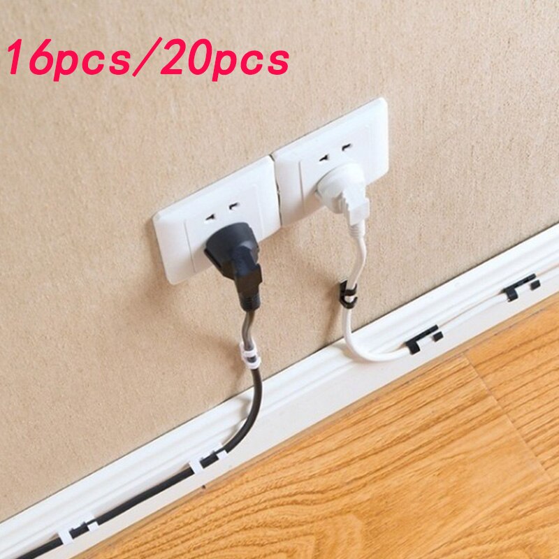 Línea de datos se utiliza para recibir y organizar el cable en la pared, 16/20 piezas El soporte para cables es auto-adhesivo a la de