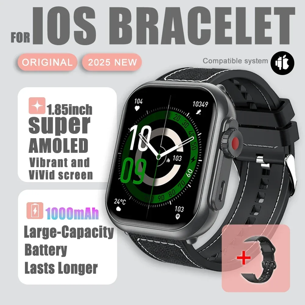 2025 novo relógio ultra 2 se masculino feminino 1000mah gps track watch freqüência cardíaca 100 + esporte bt chamada à prova dwaterproof água relógio inteligente para ios android: Azul