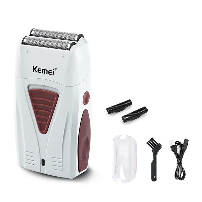 Kemei KM-3382 Men's Electric Shaver USB Charging Shaving Machine Cordless Shaver Male Hair Clipper Shaved Head: green