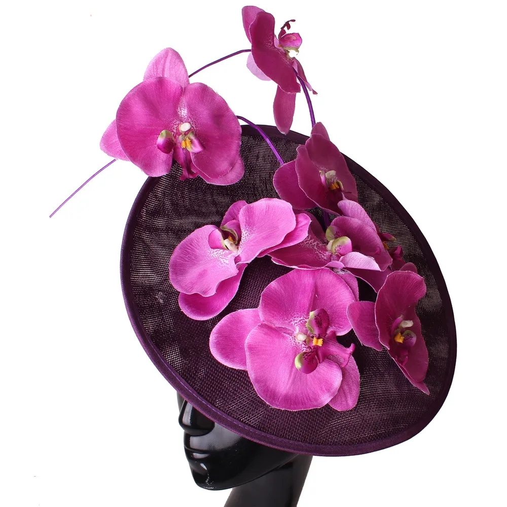 Mulheres Floral Decor Chapelaria Boné, Chá Fascinador Chapéu, Flor Extravagante Headwear, Bonito Headwear, Festa Derby, Elegante senhoras: ROXO