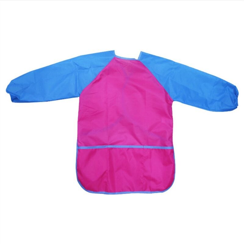 Kids Waterproof Long Sleeve Art Craft Drawing Painting Smock Apron Children: L / Rose Red