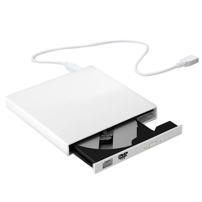 Eksternt dvd-drev optisk drev usb 2.0 cd rom-afspiller cd-rw brænder writer reader recorder bærbar til laptop windows pc: Hvid