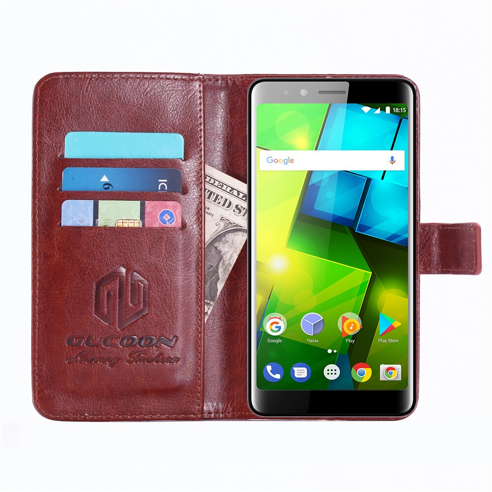 GUCOON Vintage Wallet Case for BQ BQ-5340 Choice 5.34inch PU Leather Classic Book Flip Cover Magnetic Cases