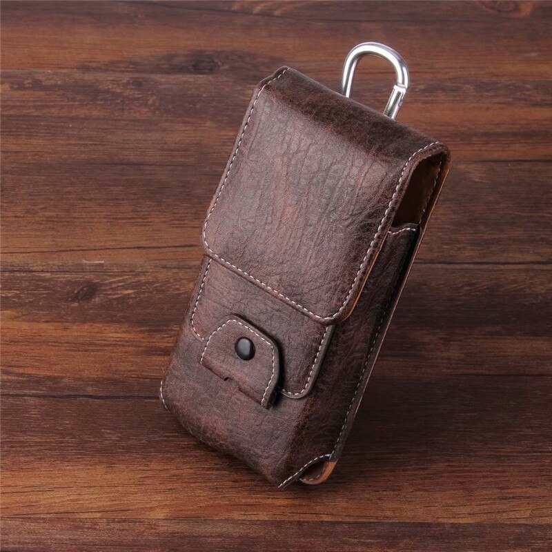 Funda de cuero Universal para teléfono móvil Paquete de cintura Clip de bolsillo para Motorola One Zoom Action Vision G7 Power E6 G6 e5 Plus jugar: One Zoom / Brown