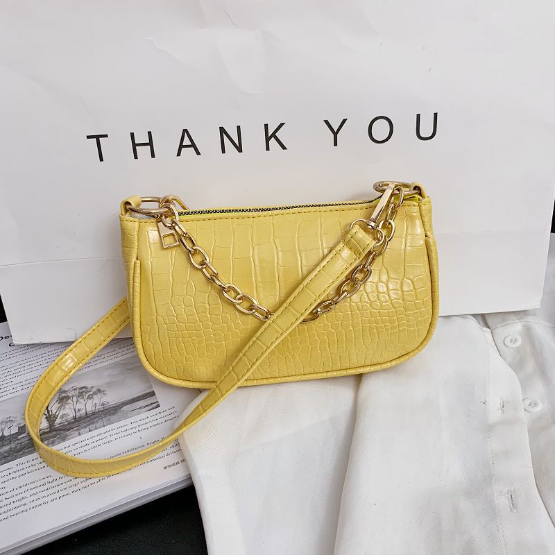 Damenhandtaschen aus pu-leder, henkeltaschen, umhängetaschen mit krokodilmuster, schultertaschen, schlichte damenhandtaschen: Gelb