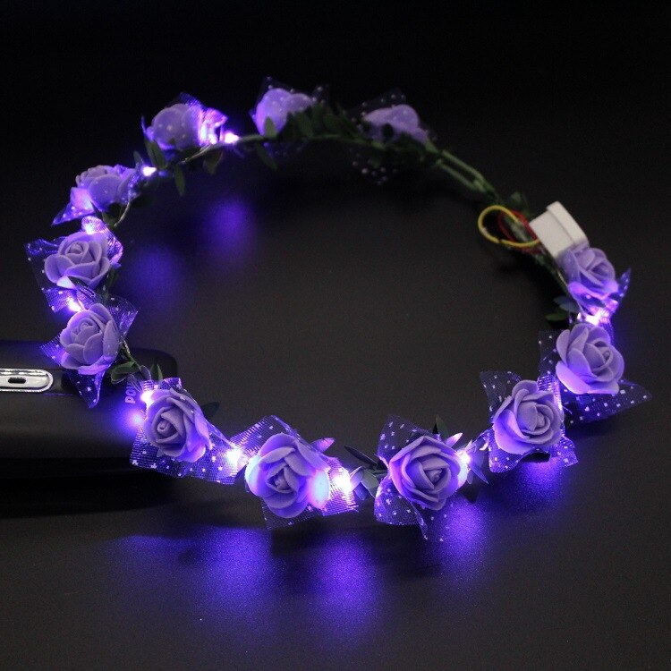 Vrouwen Meisje LED Knippert Lichtgevende Licht Bloem Hoofdband Haarband Hoofddeksels Kerst Bruiloft Glow Party Supply: 3