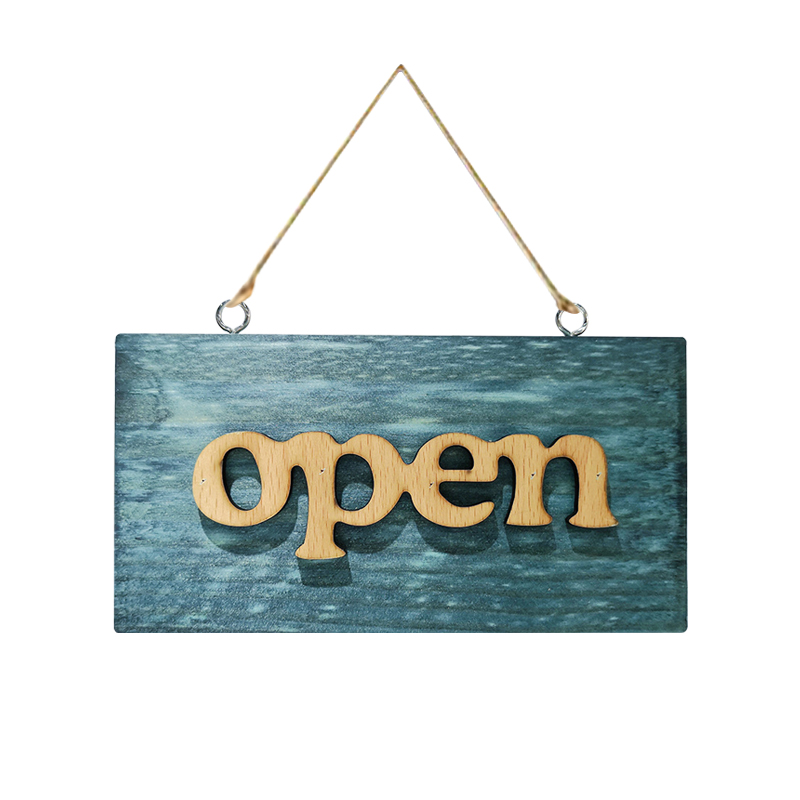 Home Hotel Restaurant Decorative Plaques & Signs Open Closed Welcome Letters Pattern Hanging Rectangle Wood Board