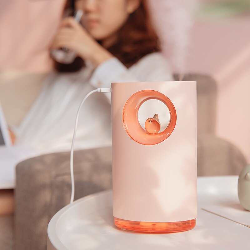 Humidificateur d'air musical pour soulager le Stress, chanson d'oiseau naturel, diffuseur d'huile essentielle et d'arôme, lampe, USB, 400ML: Pink