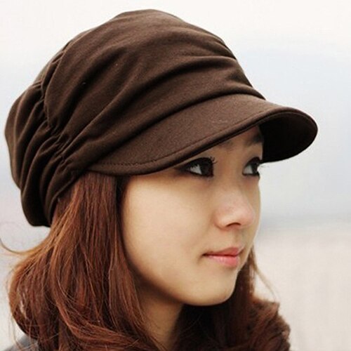 Women Pleated Peaked Cap Hat Casual s Travel Sunhat
