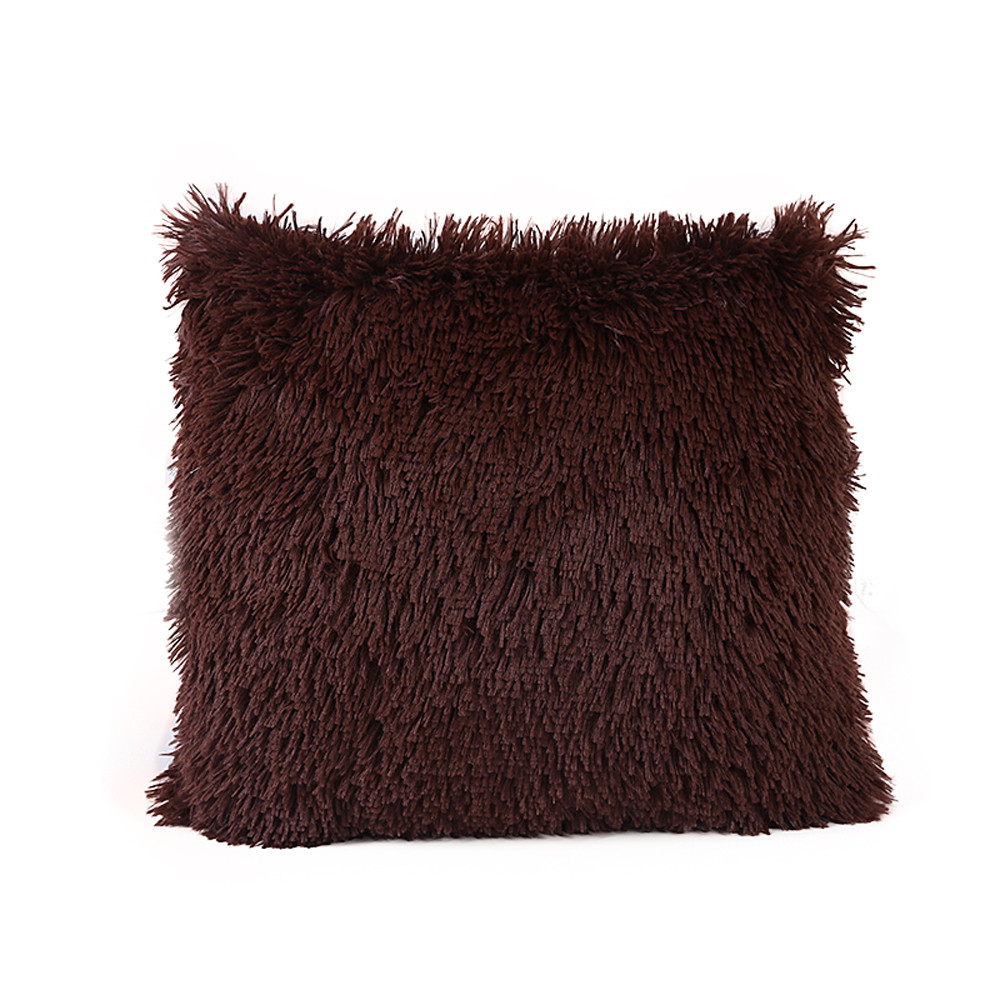 Housse de coussin pour décoration de maison | Coussin de luxe en velours, bleu, vert, jaune, rose, gris, noir, #30: Brown 