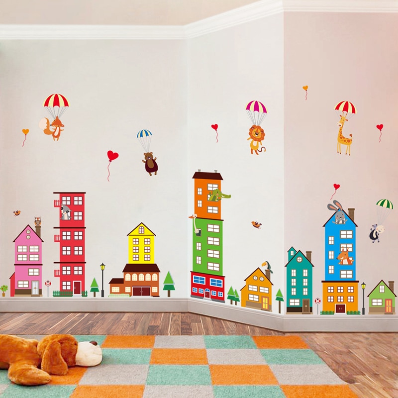 Grote 210Cm X 120Cm Cartoon Dieren Muurstickers Woonkamer Kinderkamer Home Decoratie Muurstickers Home Decor wallpaper Nursery