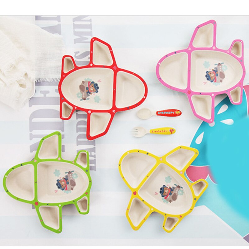 1 sæt palle + gaffel + ske baby service fly keramik baby lære retter babymad middagstallerkener