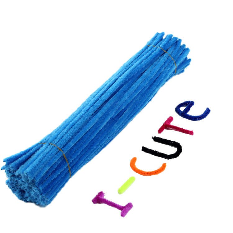 100 stuks 30cm Kleurrijke Chenille Stelen Chenille Kinderen Speelgoed Kerst Verjaardagsfeestje Decoraties Kunsten DIY Craft Supplies: Blauw
