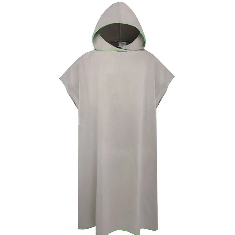 Microvezel badjas met capuchon voor heren en dames, snel drogend, voor zwemmen, strand, reizen, wisselen van kleding, badhanddoek, surfponcho, sauna, spelen: zwart