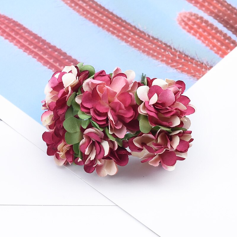 6 stykker papir nellike blomster dekorativ krans brud håndled broche juleblomster gør det selv bryllup boks kunstige blomster: 8