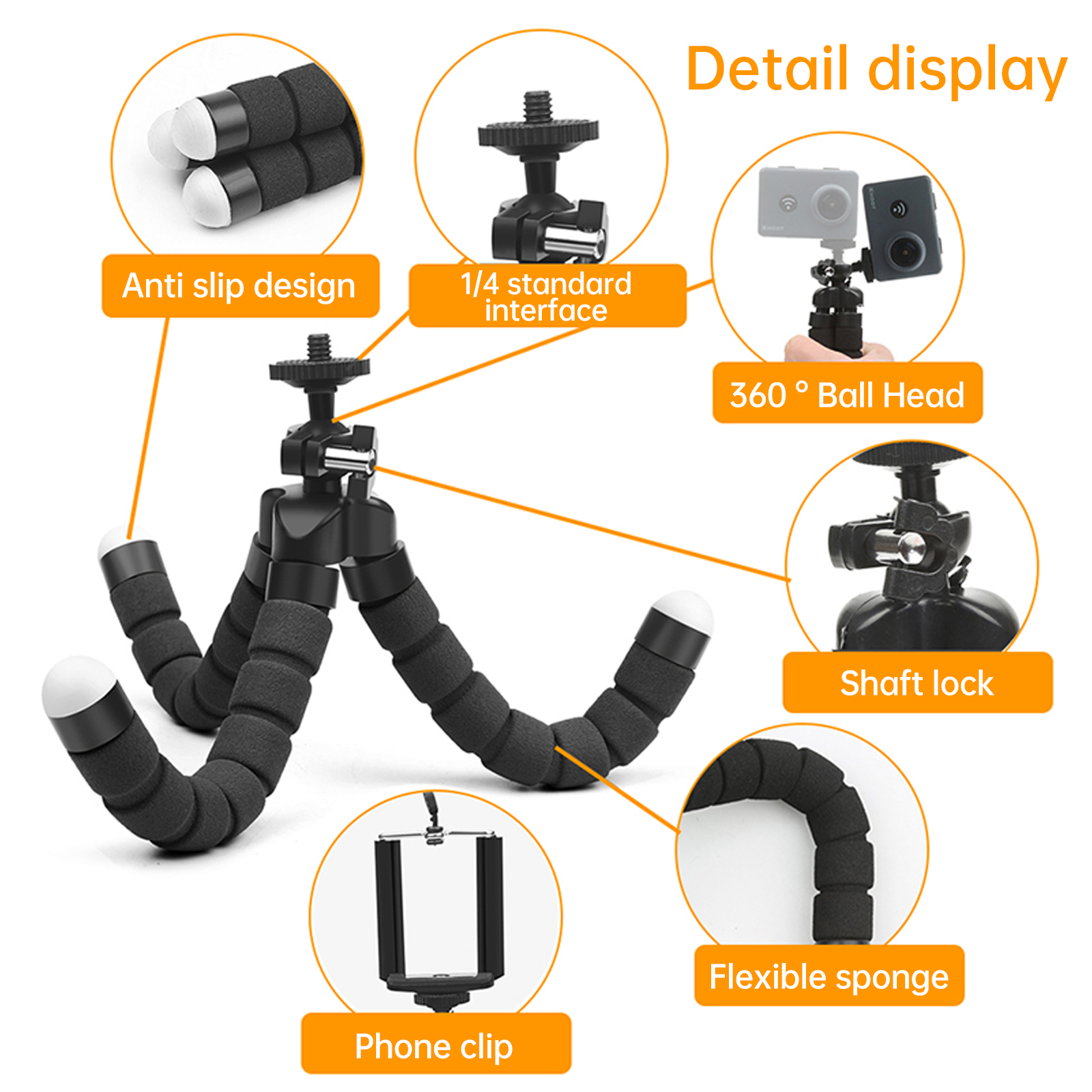 Statief Voor Telefoon Mobiele Camera Houder Clip Sport Camera Monopod Stand Octopus Voor Gopro Hero 11 10 9 8 Mini MAX Flexibel Statief