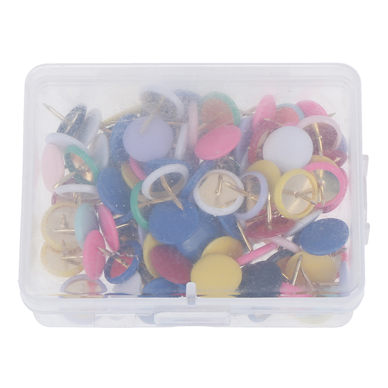 100pcs Round Shape Push Pins Thumb Tacks Notice Board Cork Paper Map Thumb Tacks Point Office binding supply: MU