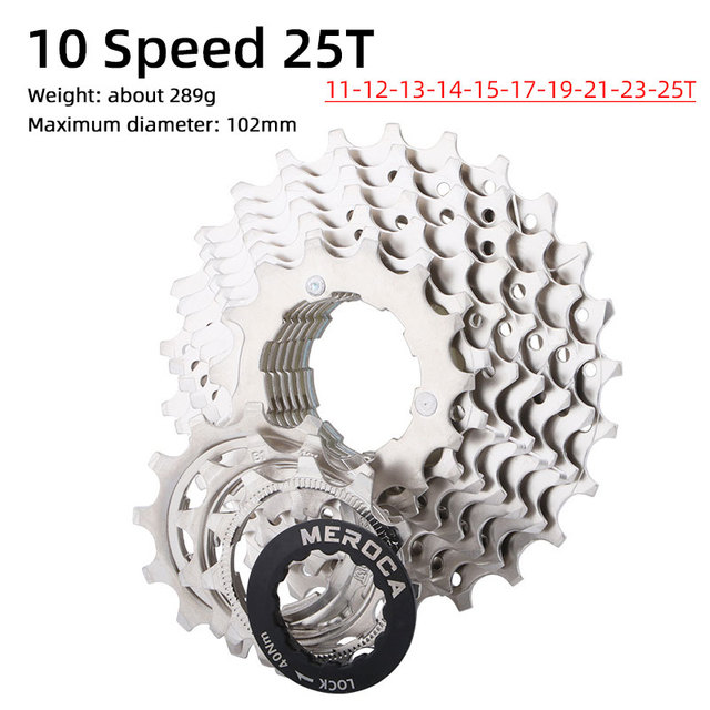 Road bike cassette 8 9 10 11speed 11T 25T 28T freewheel silver BMX cassette 8 9 10 11 speed: 10 Speed  11-25T