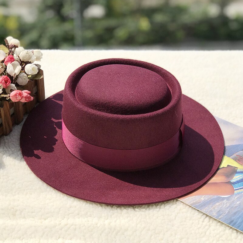 01911- fcm 368 britisk stil uldring flad fedoras kasket mænd kvinder panama jazzhat: Lilla