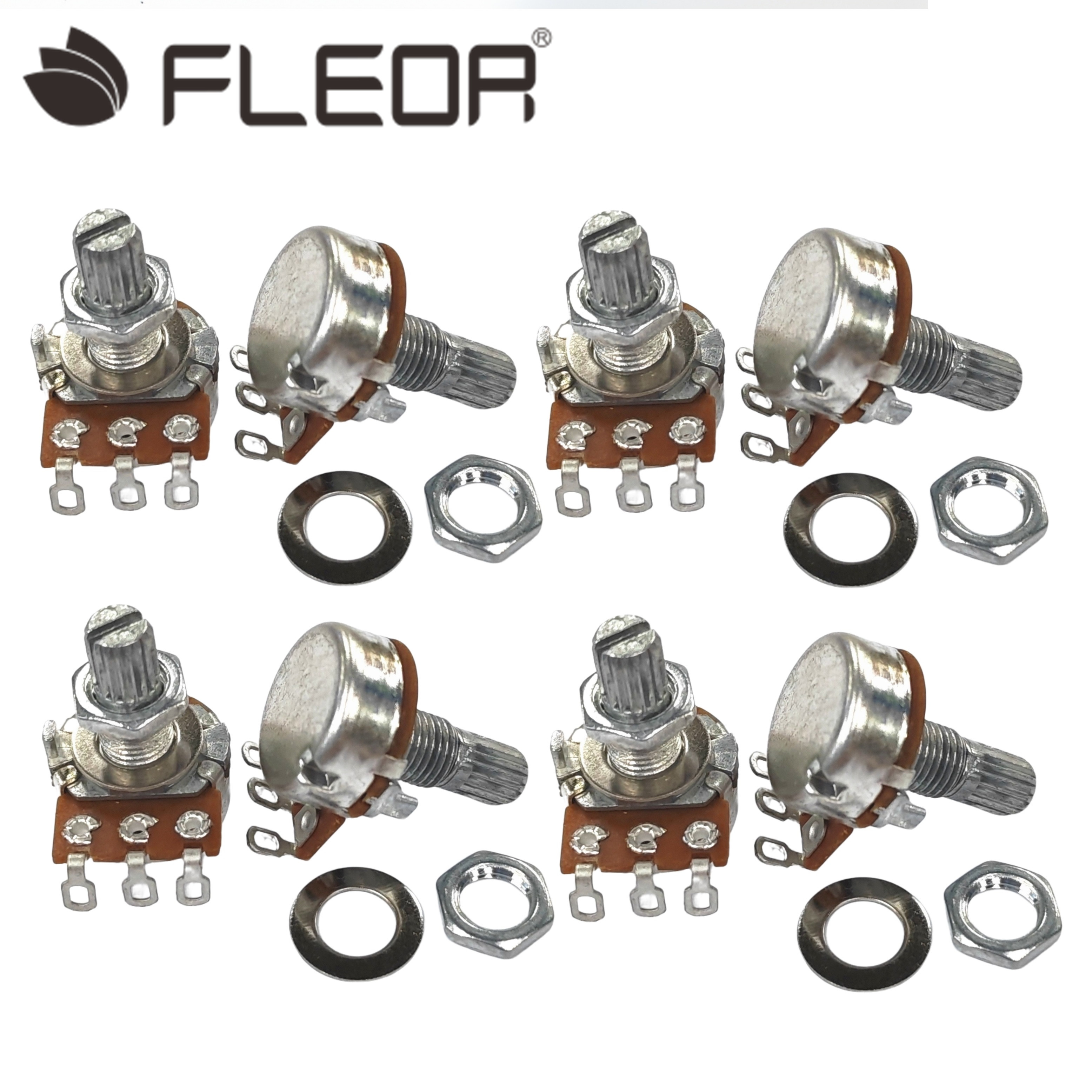 Fleor 8 stück Mini-Potentiometer für e-gitarre und Bass, 250k /500k potis , 18- Keil-gitarrenteile