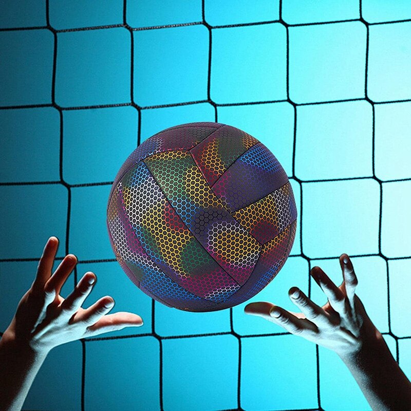 Holografisch leuchtender, reflektierender volleyball, leuchtender volleyball, nachtspiel-volleyball für kinder und erwachsene