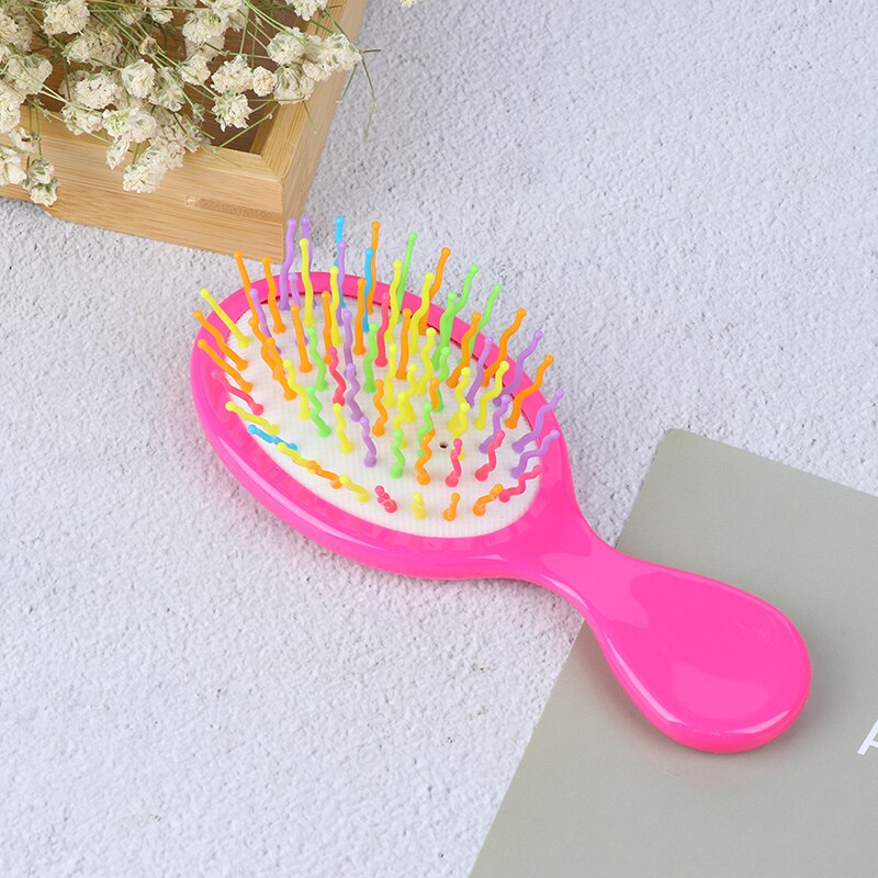 Baby Boys Girls Hair Comb Candy Color Plastic Hair Brush Child Portable Travel Anti-static Comfortable Head Massager Combs: rose