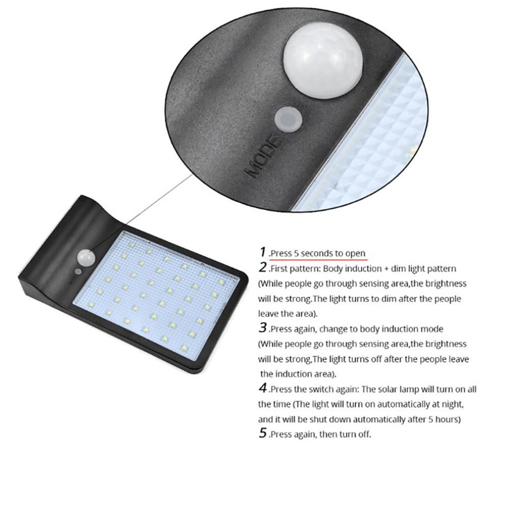 LED Solar Light 36 leds PIR Motion Sensor night light Outdoor Waterproof Garden Street light Security Wall Lamp