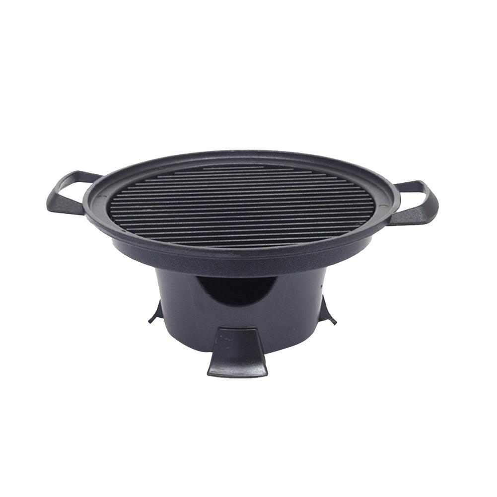 Portable 7inch Mini D Yakiniku Grill with Wooden Trivet and Burner convenient store and carry for Outdoor Camping Hiking Barbecu: C