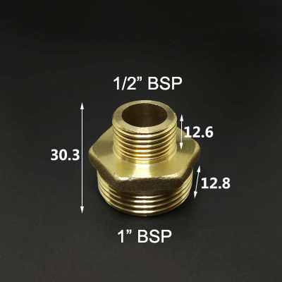 1/8 " 1/4 " 3/8 " 1/2 " 3/4 " 1 " bsp hangevind messing rørfitting ens reducerende sekskantet nippel koblingsstik adapter: No17