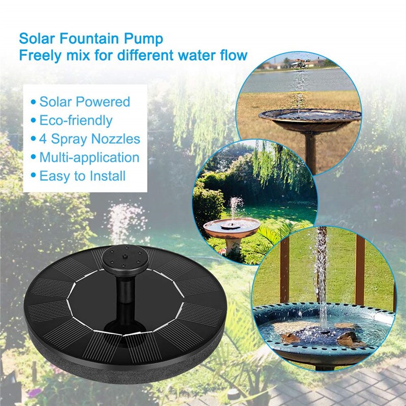Solar Power Water Fountain Pump 7V Solar Garden Fountain Pump Bird Bath Fountain Water Floating Pond Garden Patio Decor Fountain