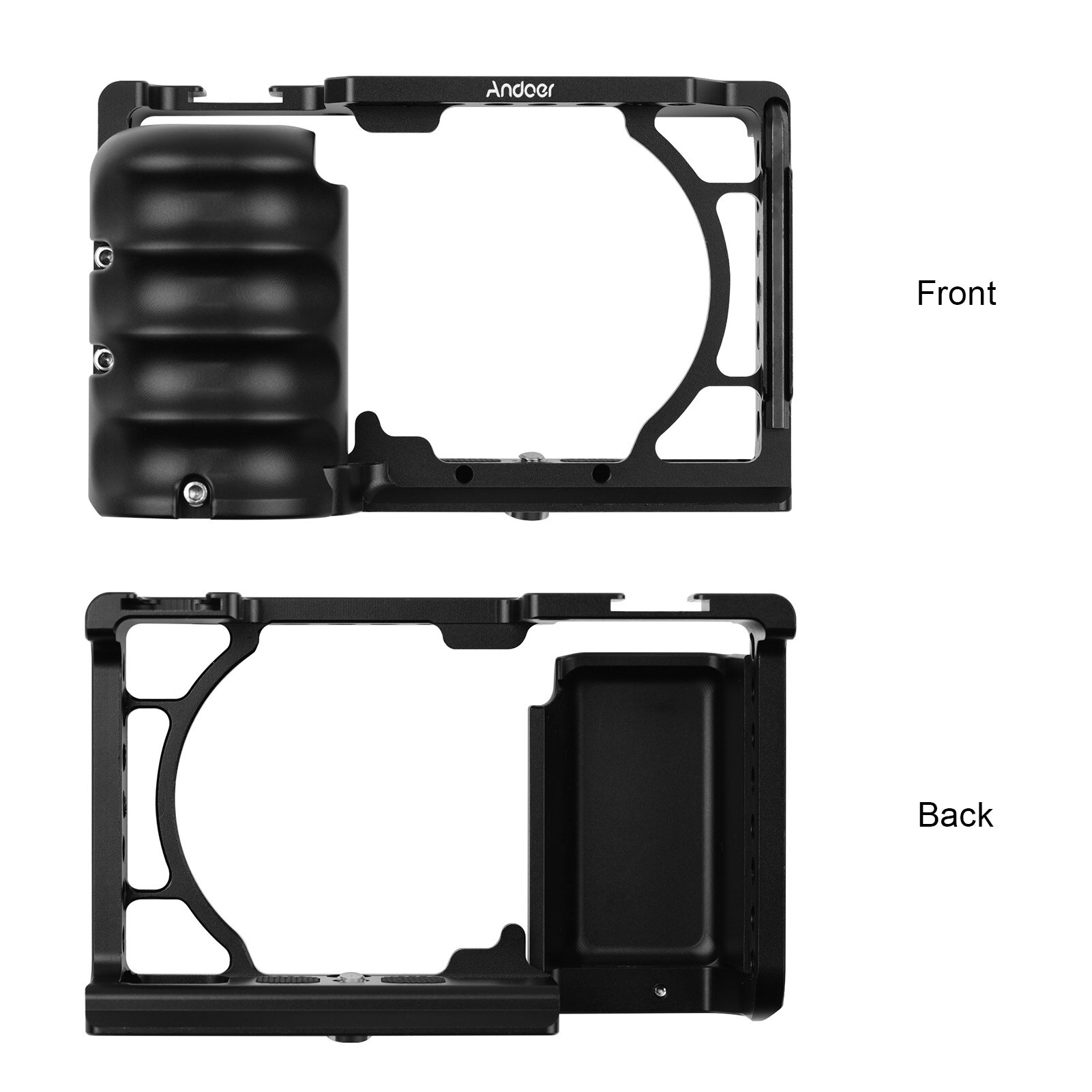 Impianto di perforazione della gabbia della videocamera con impugnatura per montaggio su slitta fredda universale 1/4 3/8 fori filettati per Sony A6000 A6100 A6300 A6400