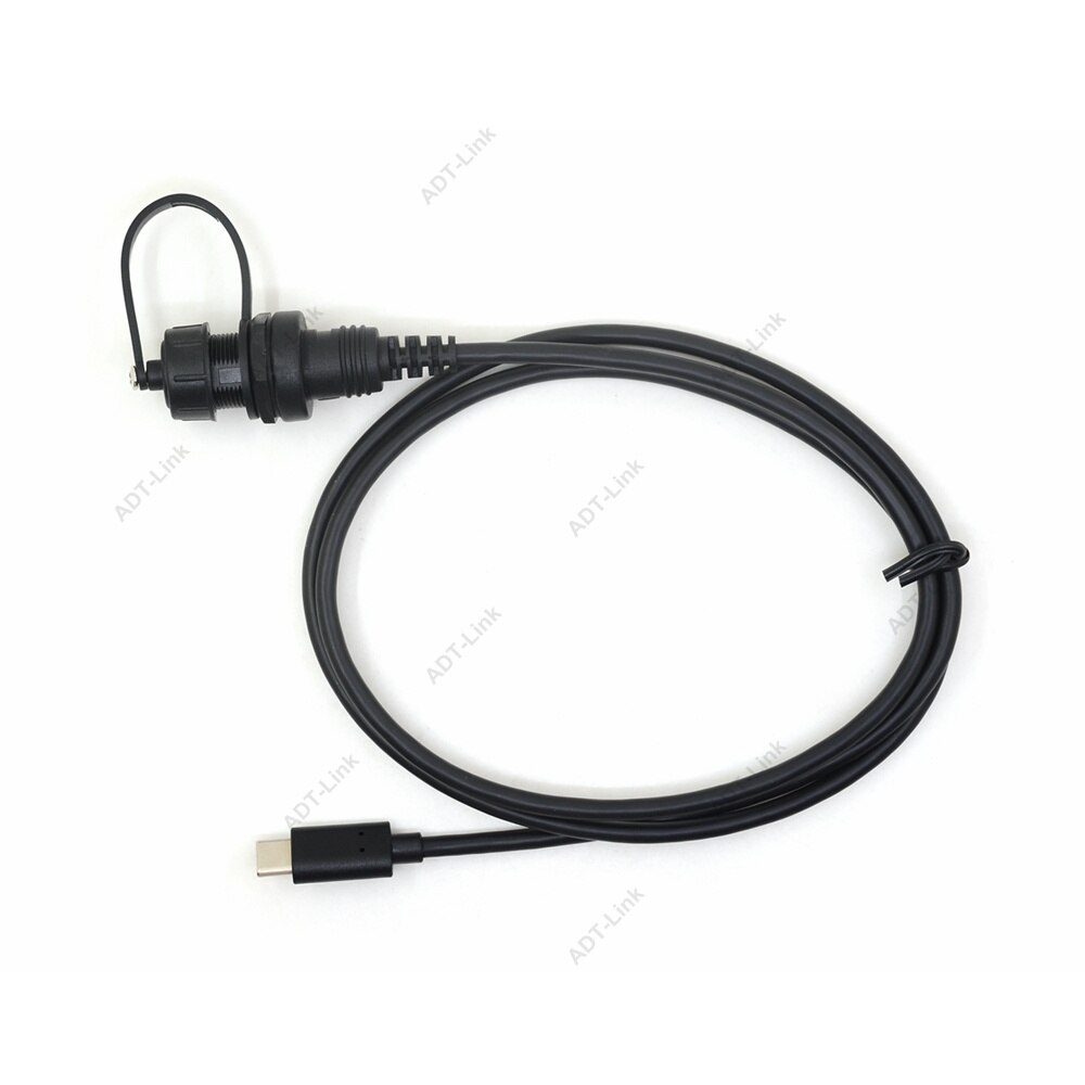 15cm 1m usb 3.1 type-c  ip67 vanntett kabel, usb-c type c  ip 67 hann til hunn panelmontert vanntett kontakt skjøteledning