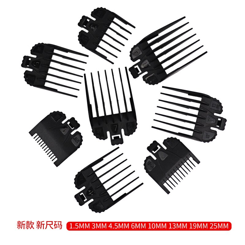 2/8Pcs Hair Clipper Cutting Guide Comb Guards Limit Comb Tools Kit 46x38mm Cutting Head for WAHL 1.5/3/4.5/6/10/13/19/25mm G0704: Black