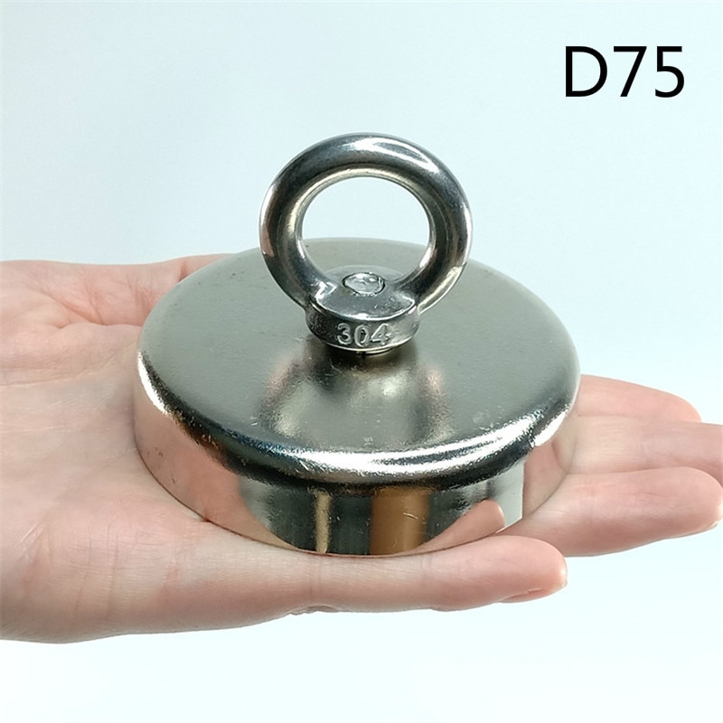 D75 Krachtige Neodymium Magneet Rescue Magneet Diepzee Vissen Magneet Houder Pull Ring Ring Installatie Pot