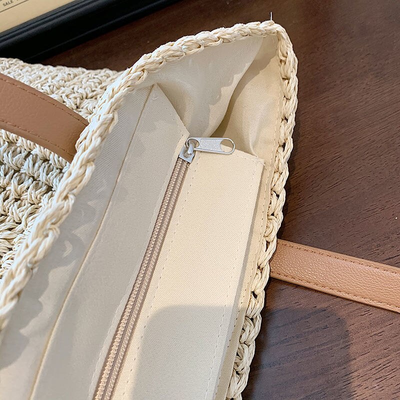 Borsa da donna intrecciata estiva borsa da donna in paglia di grande capacità Shopper Beach borse fatte a mano di Design per donna borsa a tracolla femminile di moda