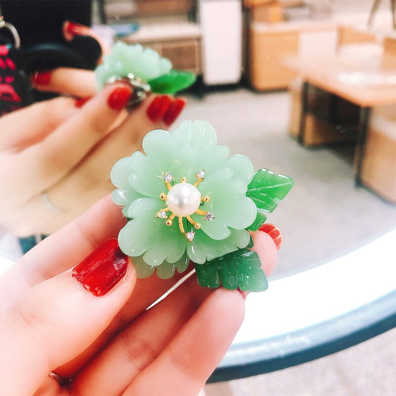 Morkopela fait à la main en verre fleur broche broches de en eau douce Pealrs broches pour les femmes Banquet vêtements bijoux