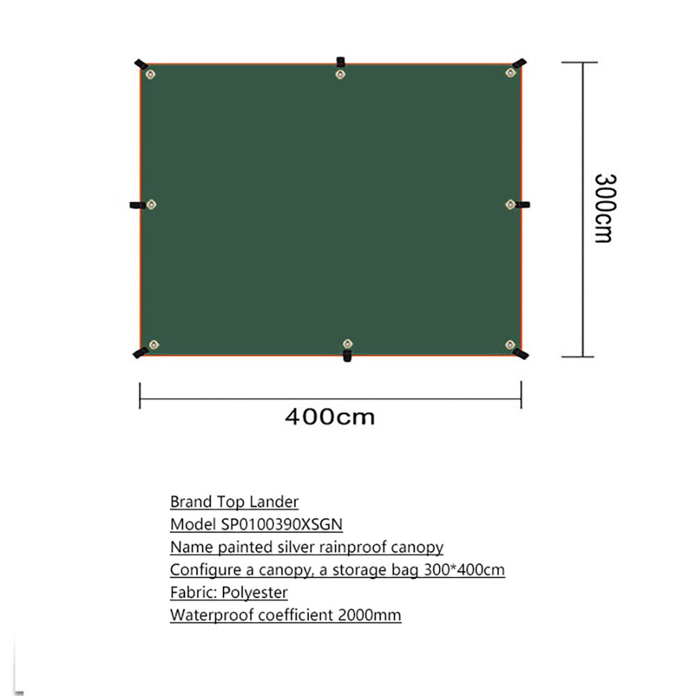 4X3M 3X3M Luifel Waterdicht Tarp Tent Schaduw Ultralight Tuin Luifel Zonnescherm Outdoor Camping Hangmat toeristische Strand Zon Onderdak