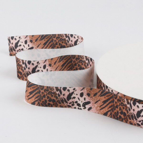Snake Skin & Leopard pattern printed Poly Cotton ribbon for Party Home Wedding Decor Wrapping Garment Accessories: 2.5cm Orange Red