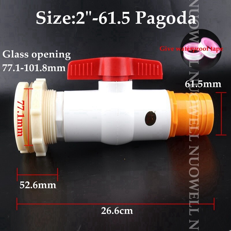 1Set White Hose Drainage Accessories Aquarium Fish Tank Drain Joint Aquarium Pagoda Connector Combination Valve: 2in-61.5P
