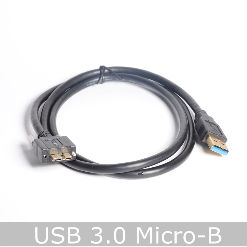 USB 3.0 A/M to Micro B/M with Dual Screw Locking Cable, 0.3m /1m (3 ft), SuperSpeed Supported, USB3 Vision Camera Compatible