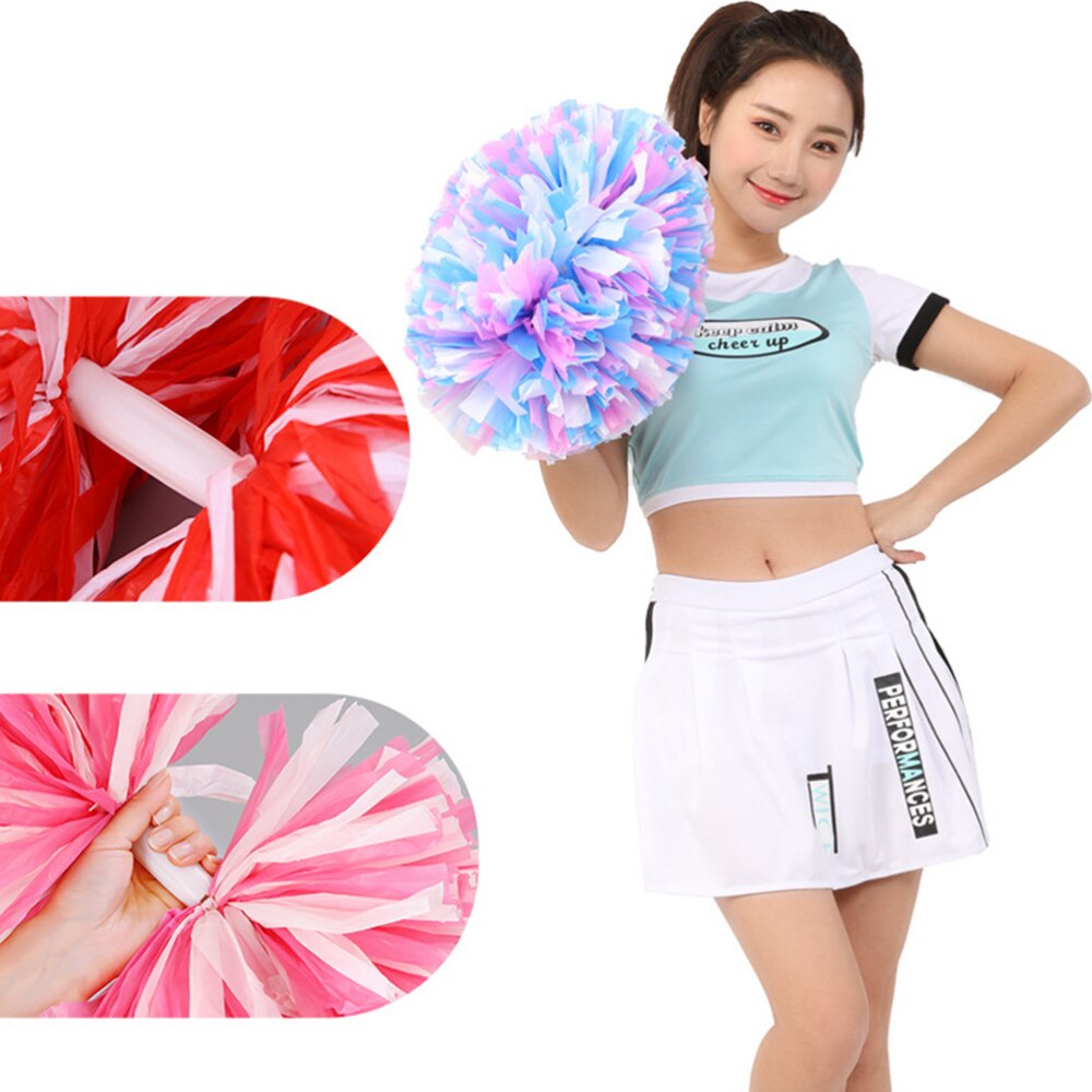 4 pçs reusável matte torcendo poms animated fun cheerleading pom poms kit colorido animador adereços com anel para o desempenho competit