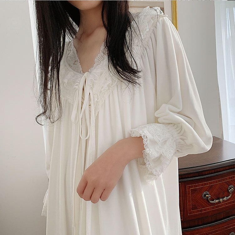 Winter Robe White Sleepwear Nightgown Velvet